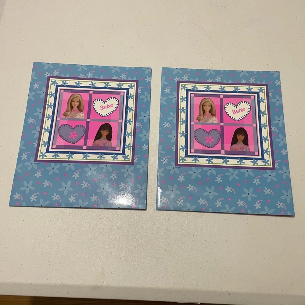 Vintage Barbie Two School Folders 1998 Blue Hearts Flowers Rare